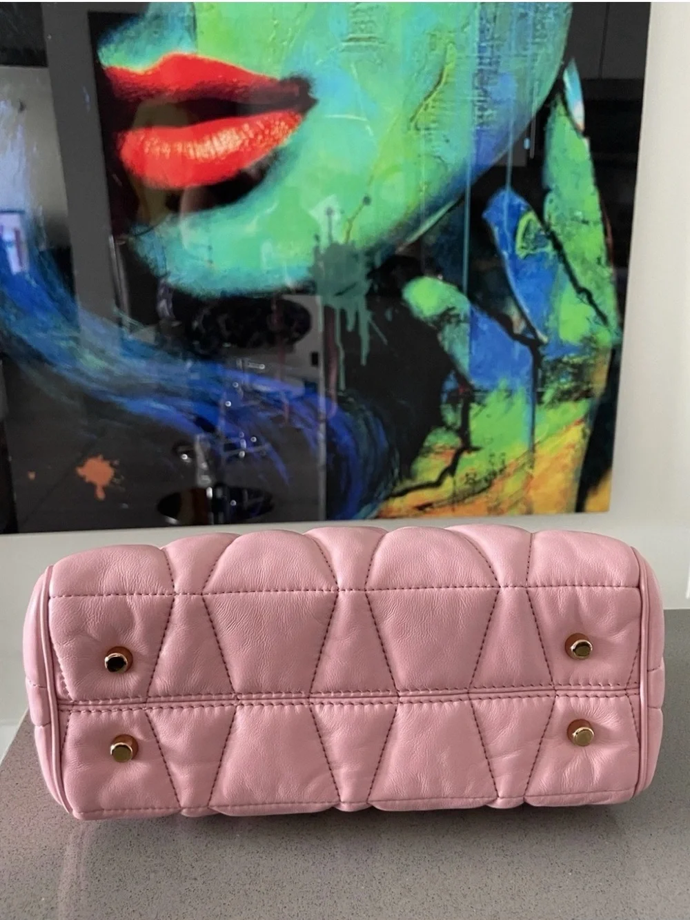 Versace Pink Quilted Leather Satchel with Gold Medusa Hardware